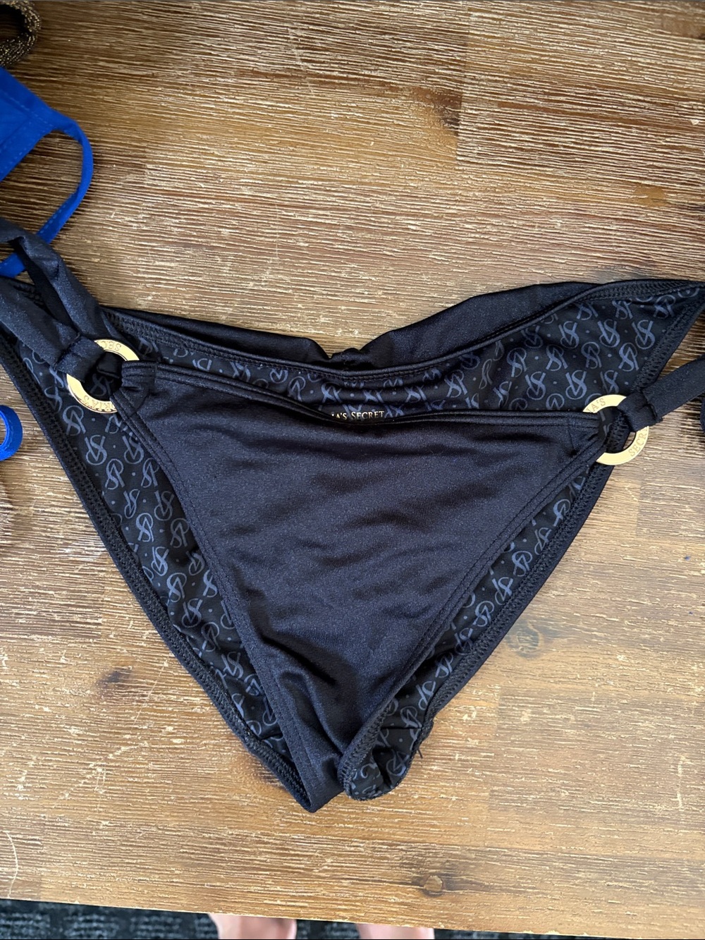 Victoria's Secret Black Bikini Bottom with Gold Rings